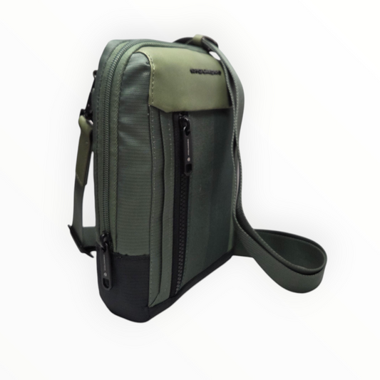 Piquadro crossbody bag/body bag – green fabric and leather