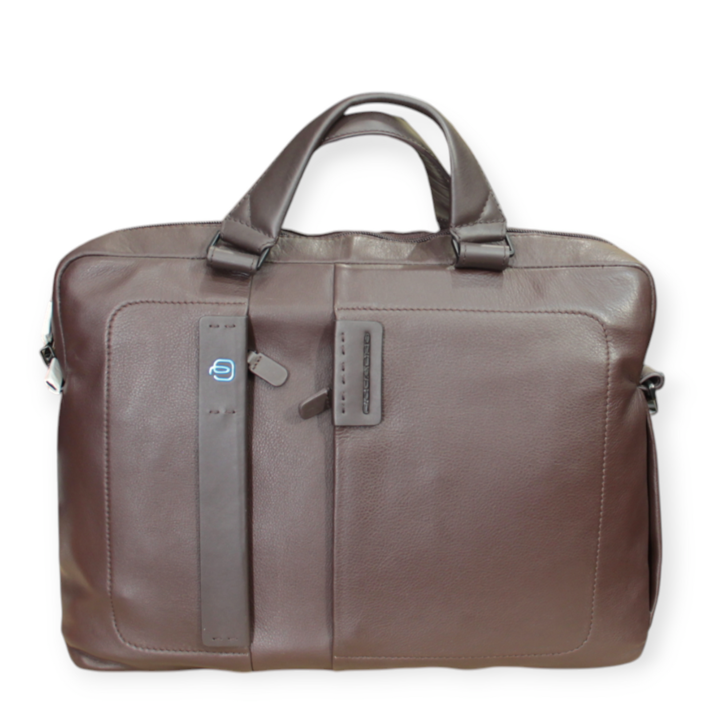 CARTELLA PIQUADRO 2 MANICI + TRACOLLA PELLE TESTA DI MORO dim 38x28x9