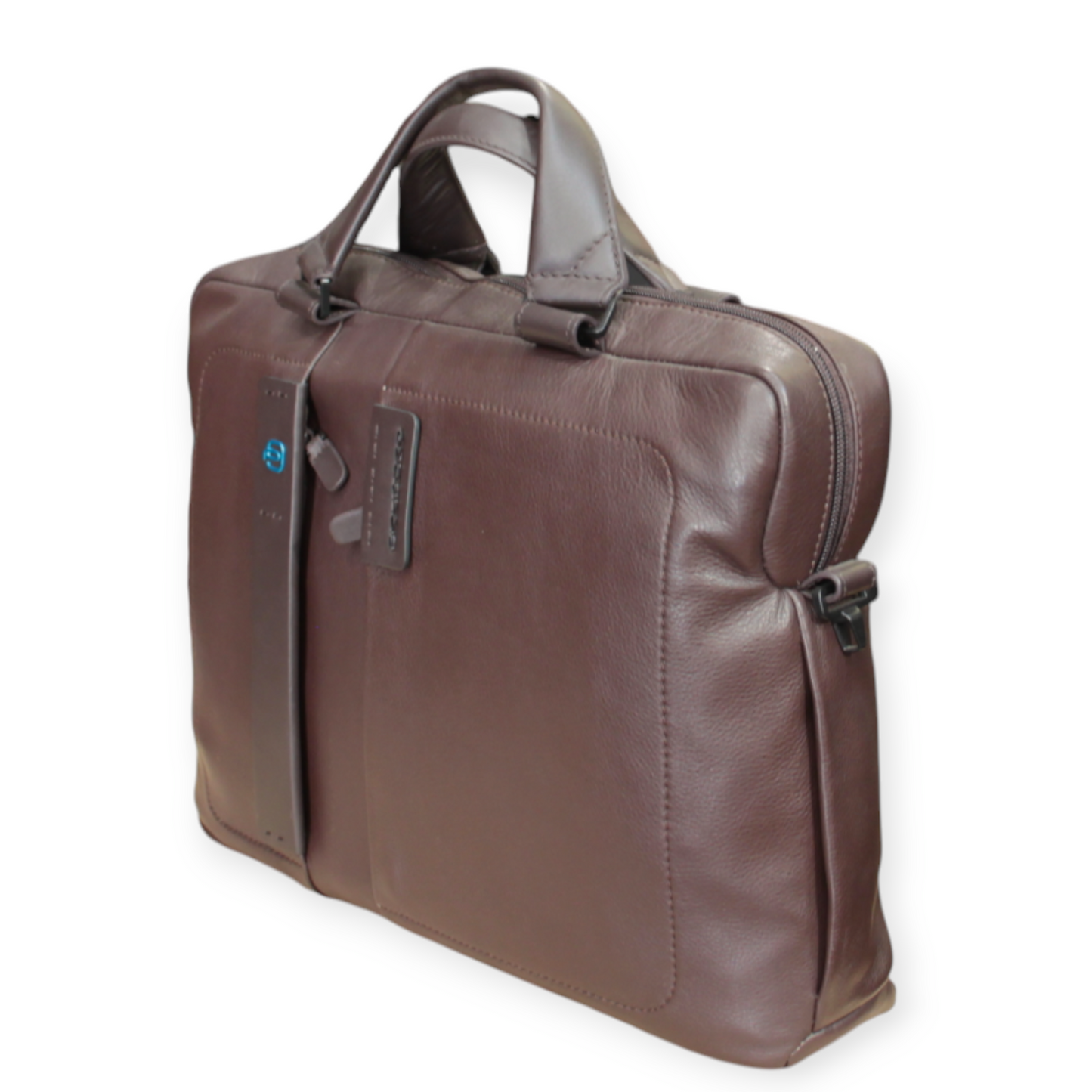 CARTELLA PIQUADRO 2 MANICI + TRACOLLA PELLE TESTA DI MORO dim 38x28x9