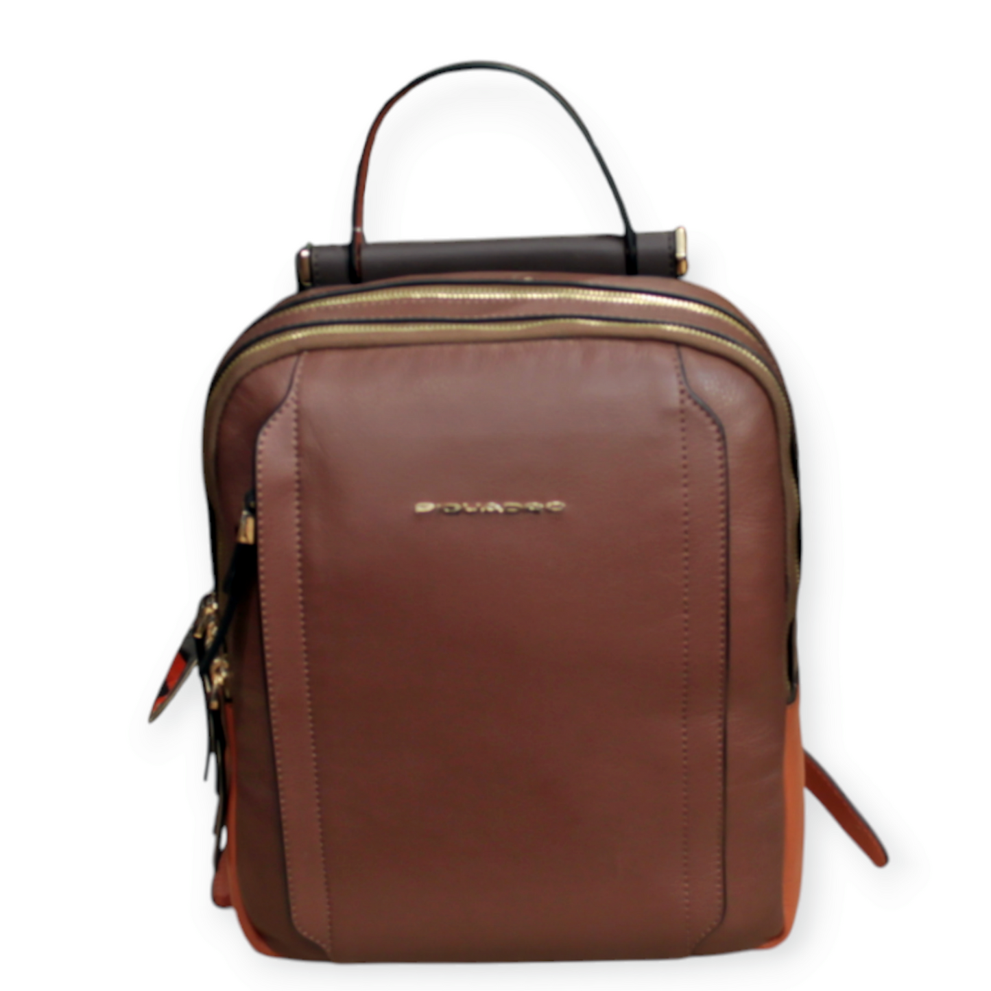 Zaino PIQUADRO pelle marrone e arancio  dim 31x25x10