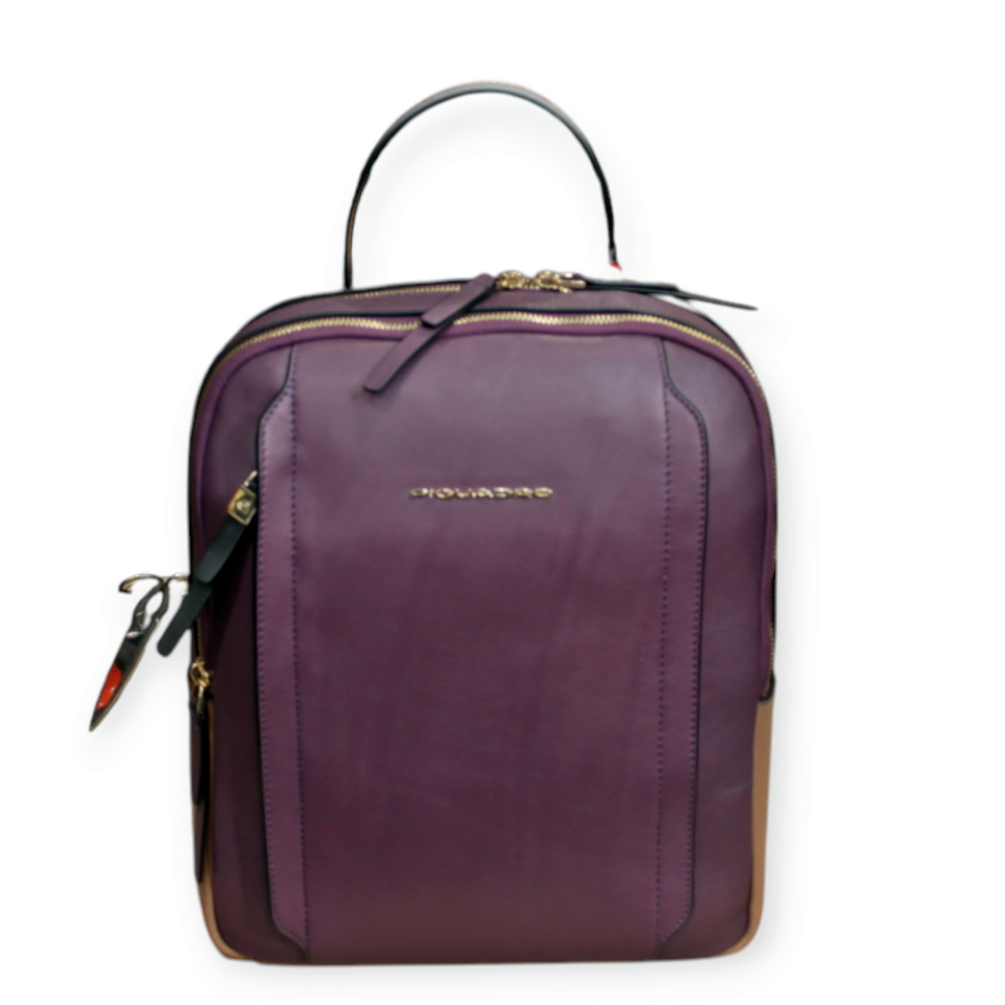 Zaino PIQUADRO pelle viola grigio e cuoio dim 31x25x10