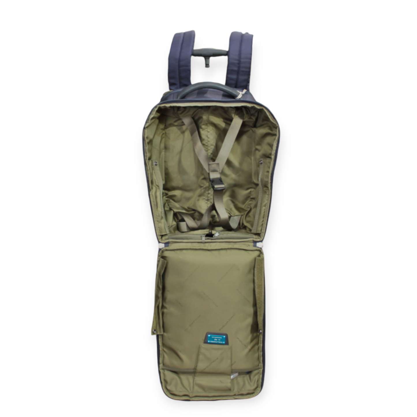 Zaino Trolley UNDERSEAT PIQUADRO tessuto e pelle blu dim 40x25x20
