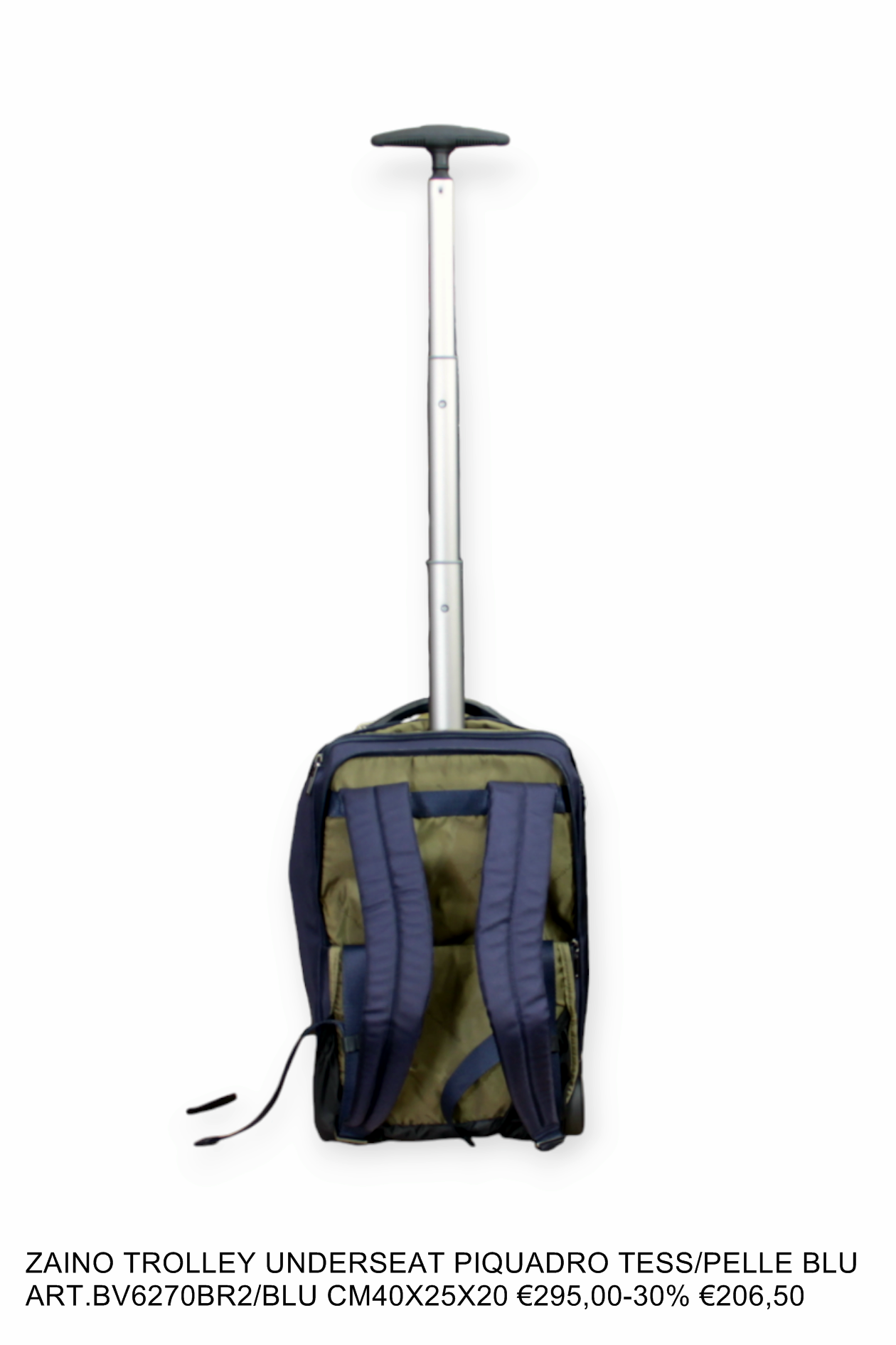 Zaino Trolley UNDERSEAT PIQUADRO tessuto e pelle blu dim 40x25x20