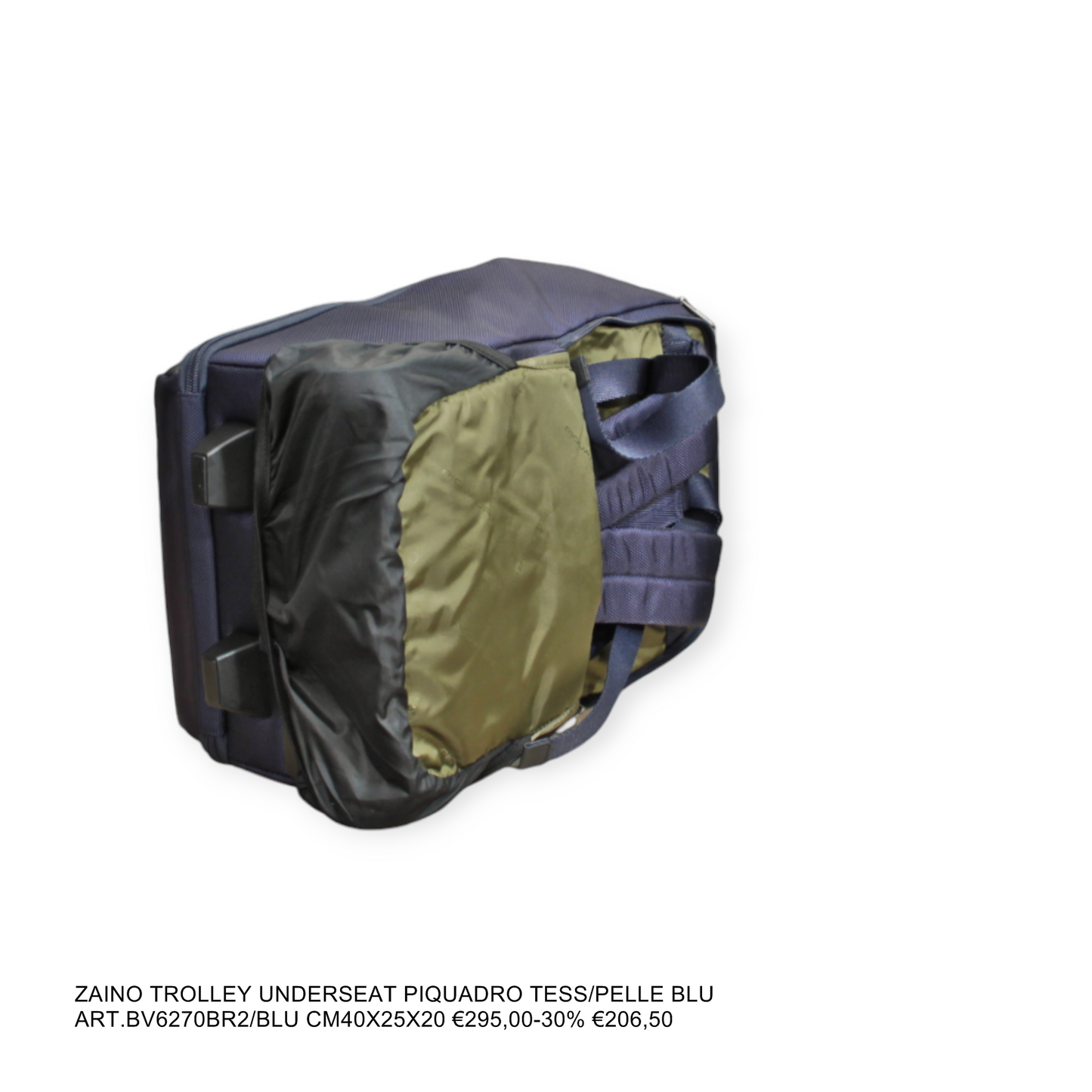 Zaino Trolley UNDERSEAT PIQUADRO tessuto e pelle blu dim 40x25x20