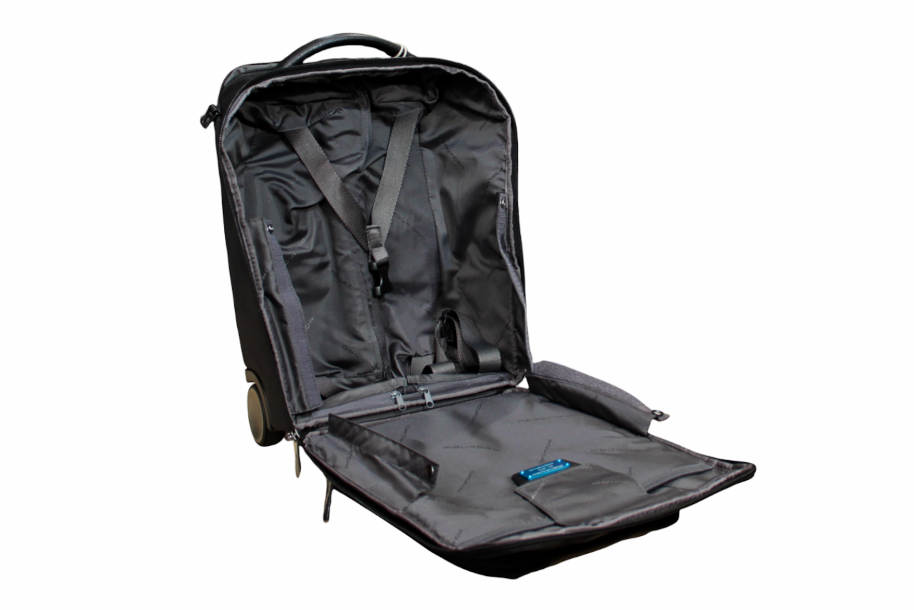 Zaino Trolley UNDERSEAT PIQUADRO tessuto e pelle nero dim 40x25x20