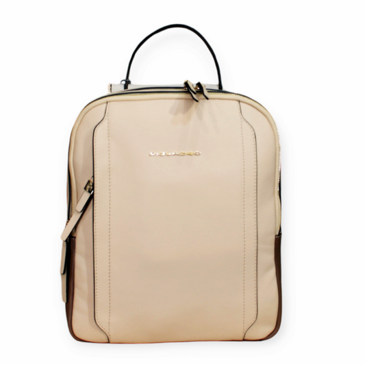 Zaino PIQUADRO  pelle beige e cuoio dim 31x25x10