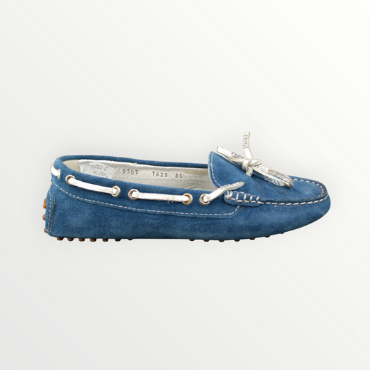 Mocassino Barbara's camoscio blue light/silver