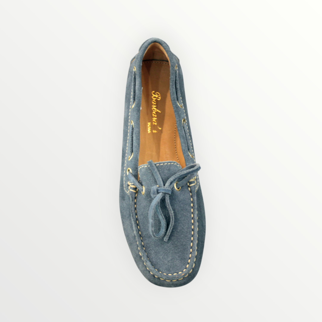 Mocassino Barbara's camoscio blue light