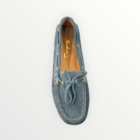Mocassino Barbara's camoscio blue light