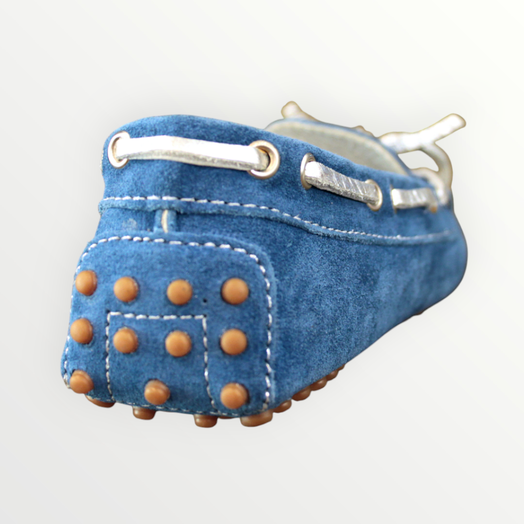 Mocassino Barbara's camoscio blue light/silver