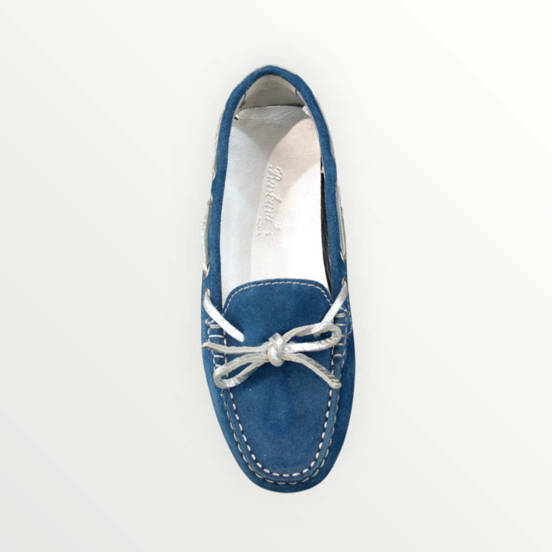 Mocassino Barbara's camoscio blue light/silver