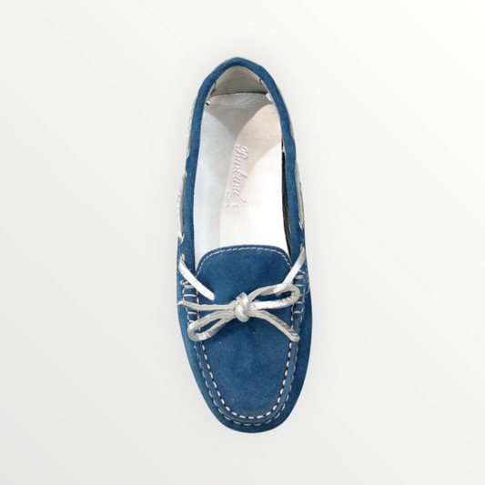 Mocassino Barbara's camoscio blue light/silver