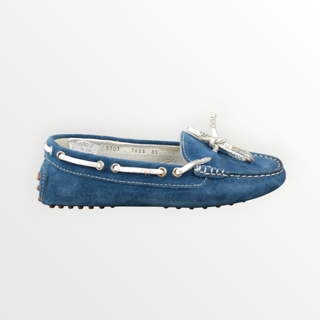 Mocassino Barbara's camoscio blue light/silver