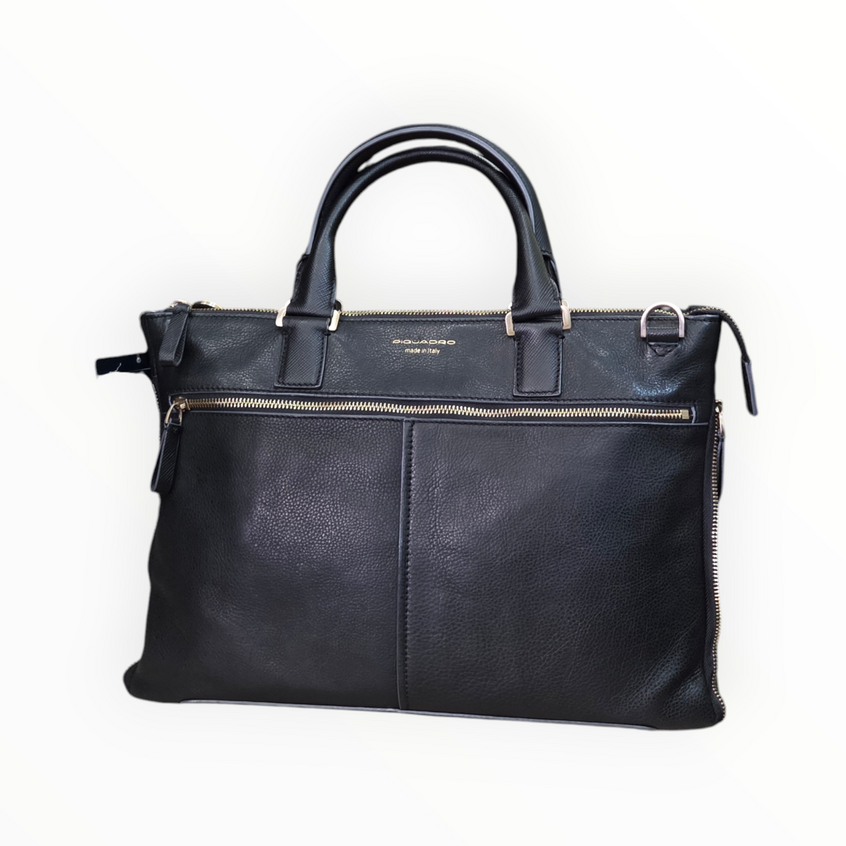 Cartella doppio manico e tracolla pelle nera linea "Made in Italy" Piquadro