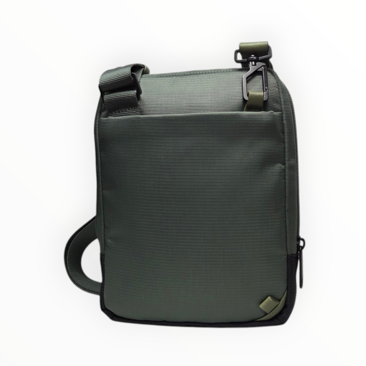 Sacoche bandoulière Piquadro – tissu et cuir vert