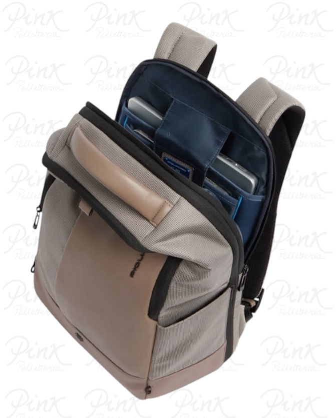 Zaino Piquadro underseat porta PC 14" in pelle e tessuto