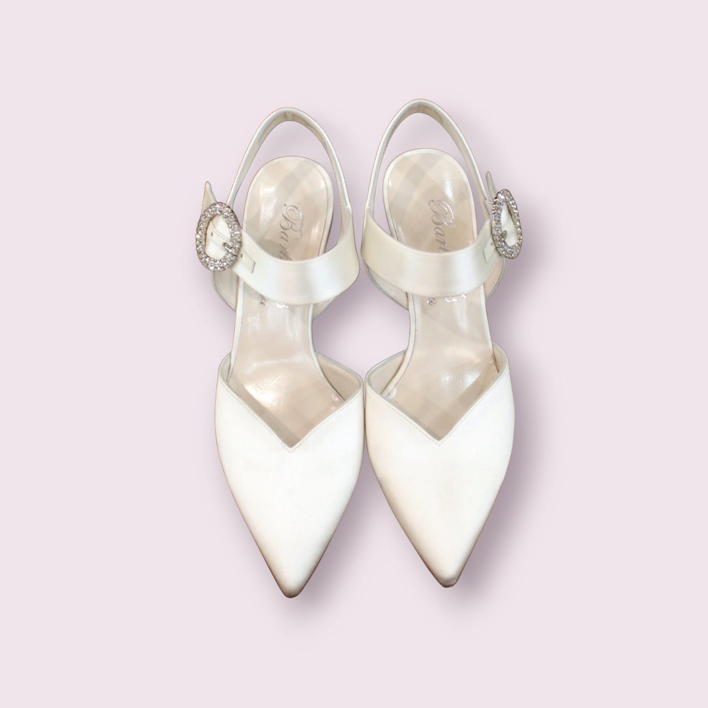Slingback 100% seta bianca con fibbia gioiello