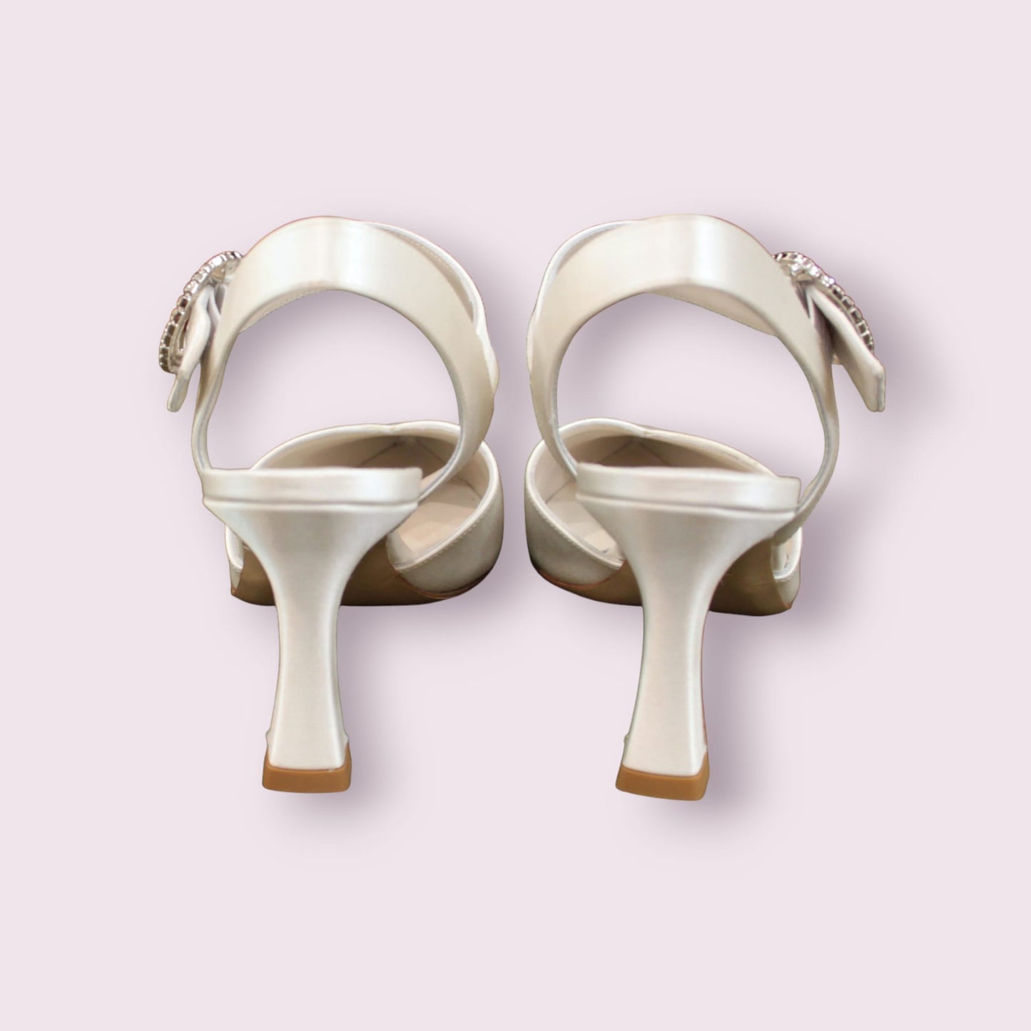 Slingback 100% seta bianca con fibbia gioiello