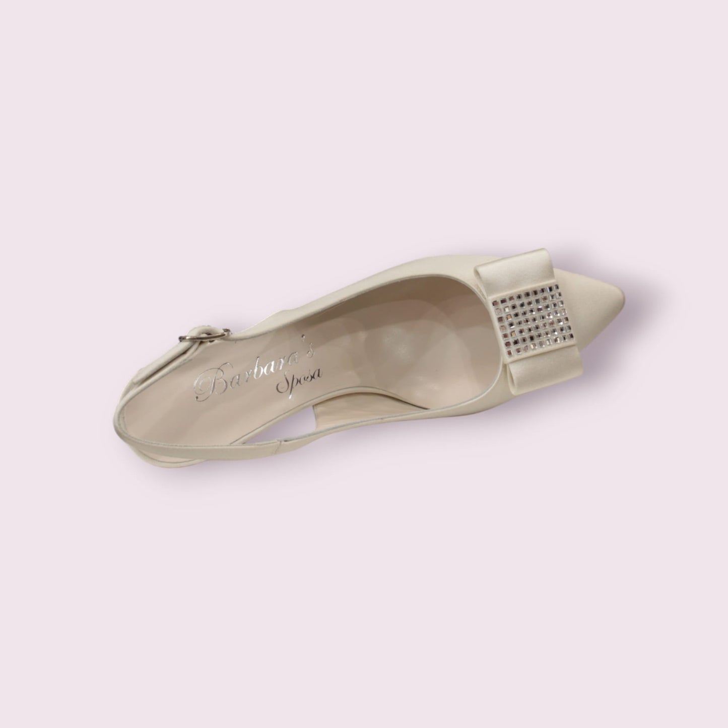 Slingback in raso bianco con tacco medio