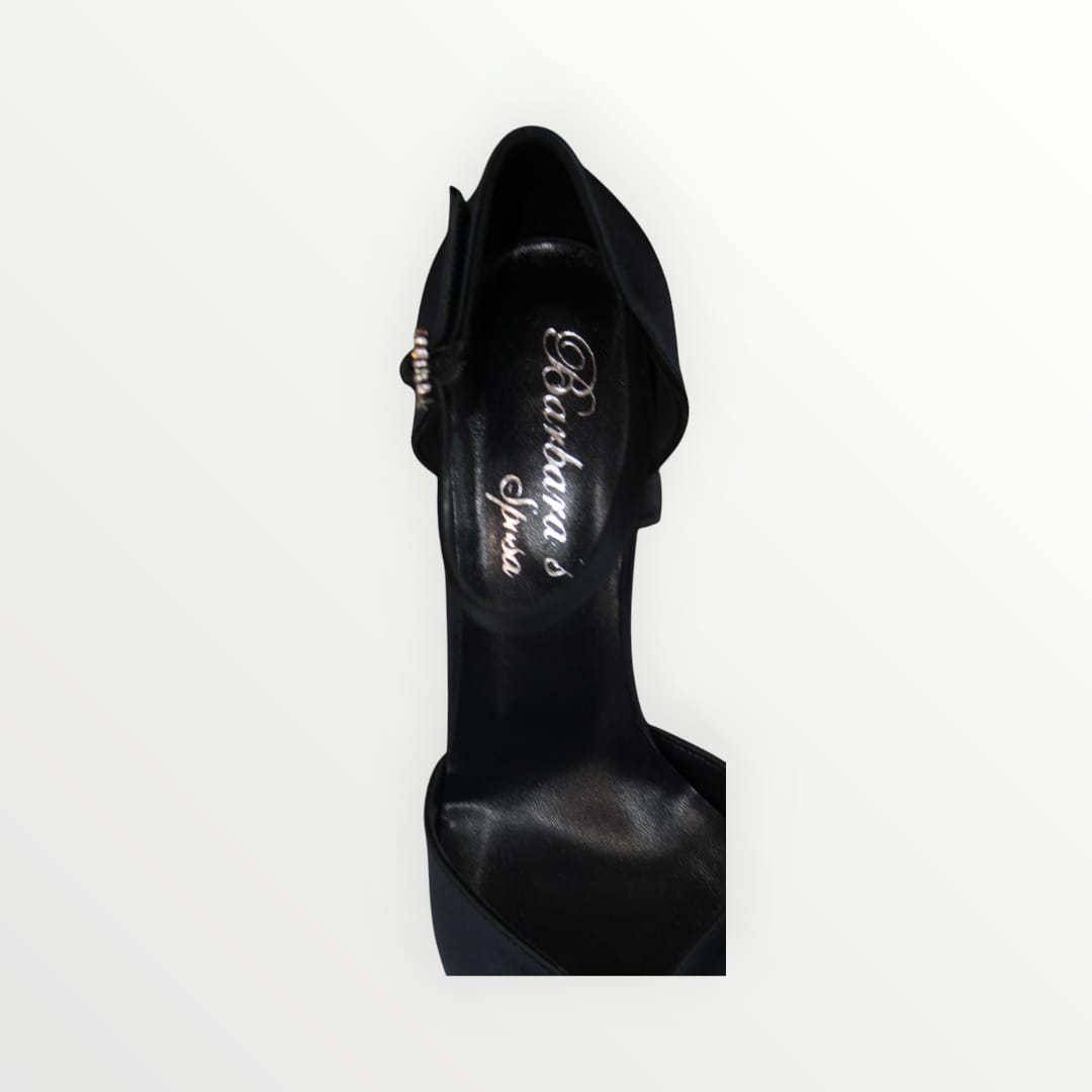 Decollete' satin blu con fibbia gioiello