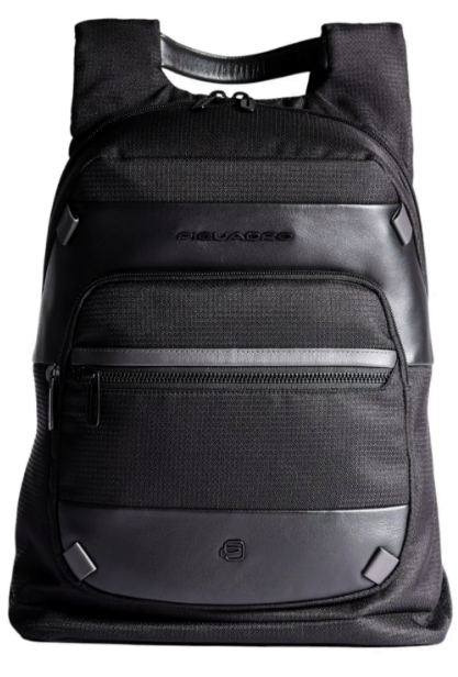 Zaino PIQUADRO TESSUTO E PELLE NERO portapc 14"